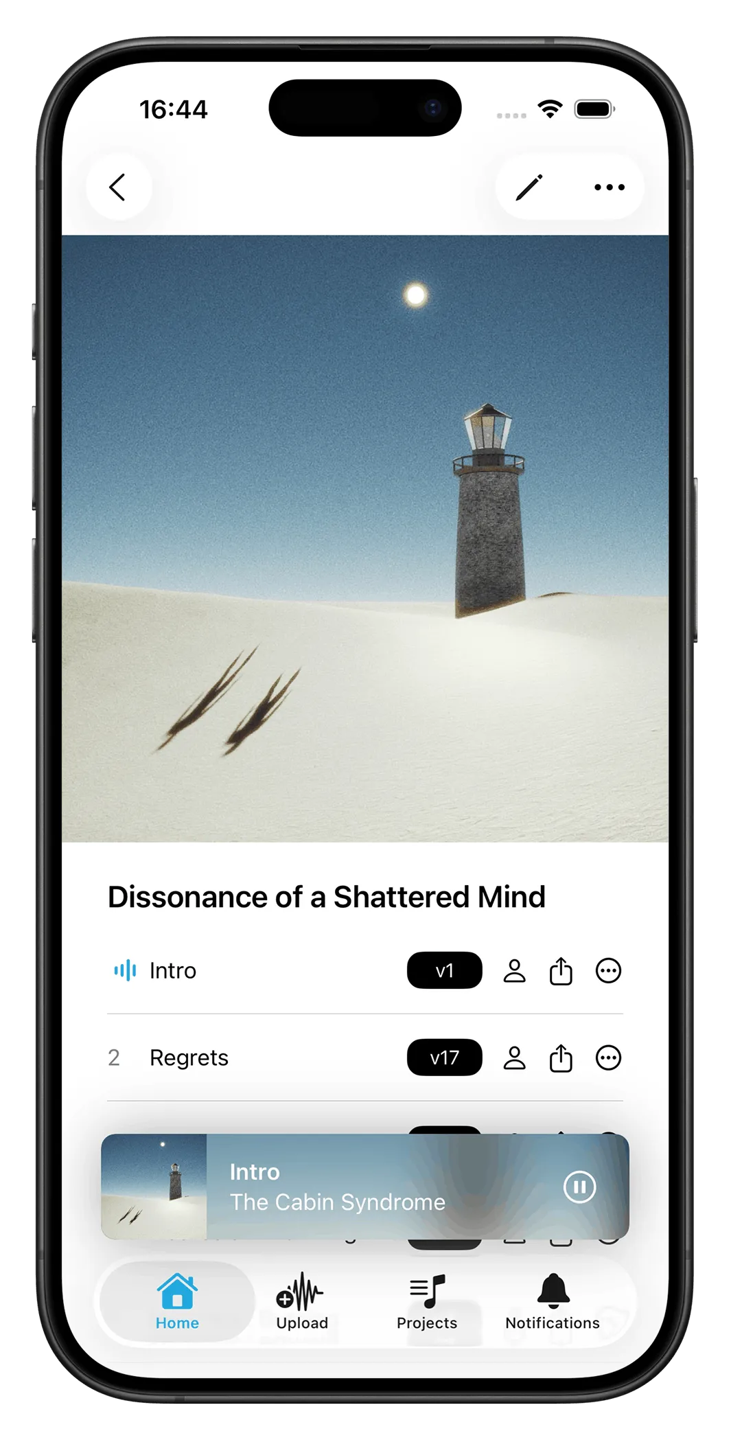 Accorda player on iPhone showing Dissonance of a Shattered Mind